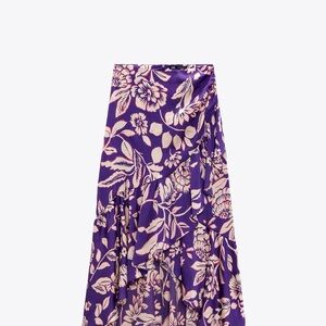 Zara Purple Tiered A-Line Maxi Skirt